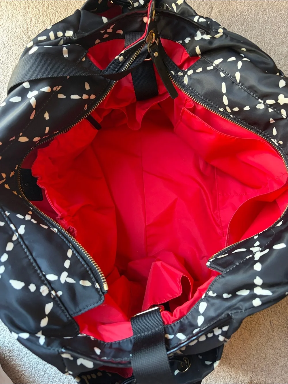 kate spade black tote baby bag white dot with  changing pad